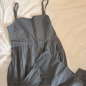 Jenni Kayne Black and White Gingham Spaghetti Strap Dress